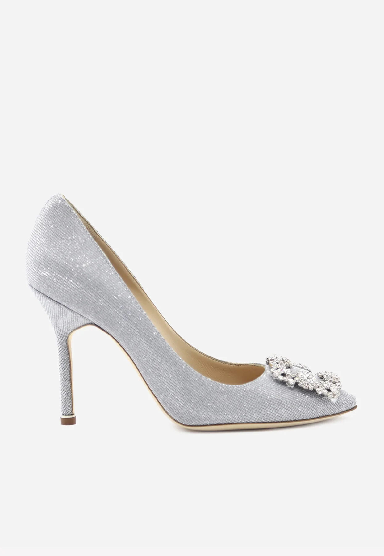 Manolo Blahnik Hangisi 105 Glitter Crystal Buckle Pumps