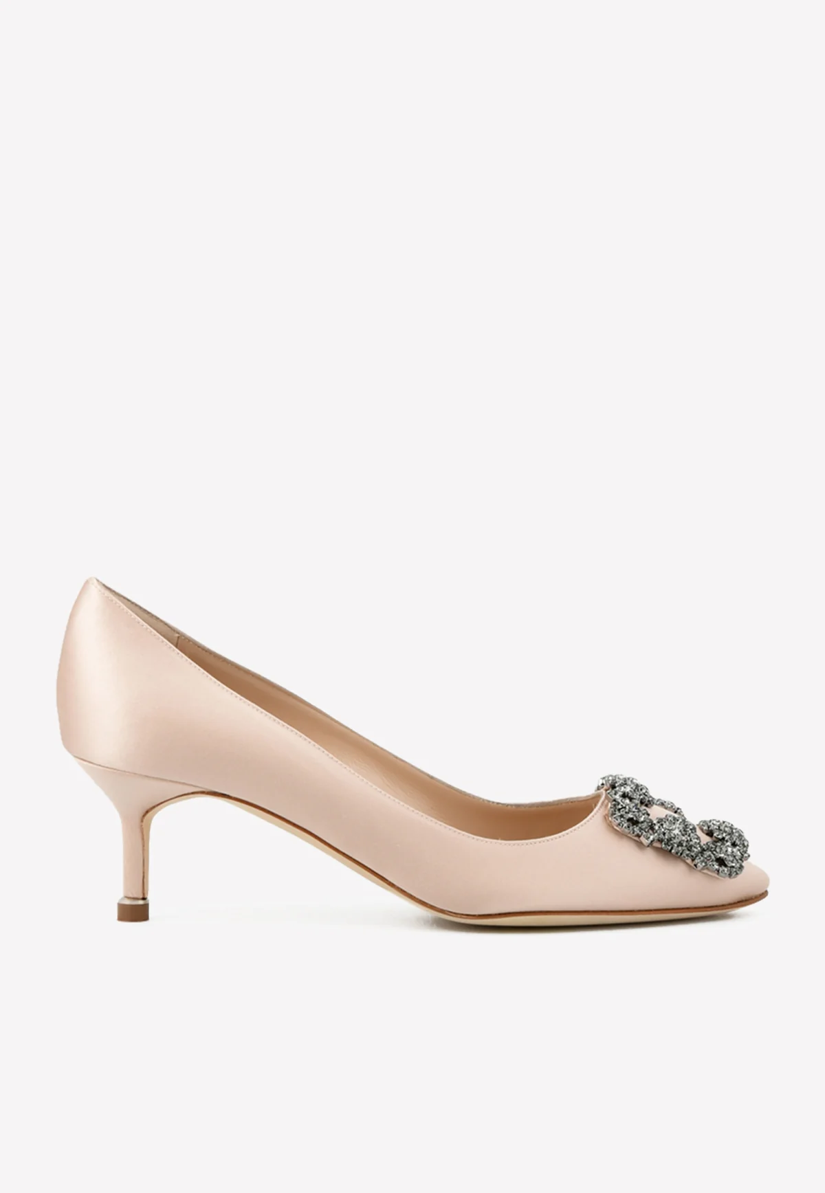 Manolo Blahnik Hangisi 50 Satin Pumps with FMC Crystal Buckle