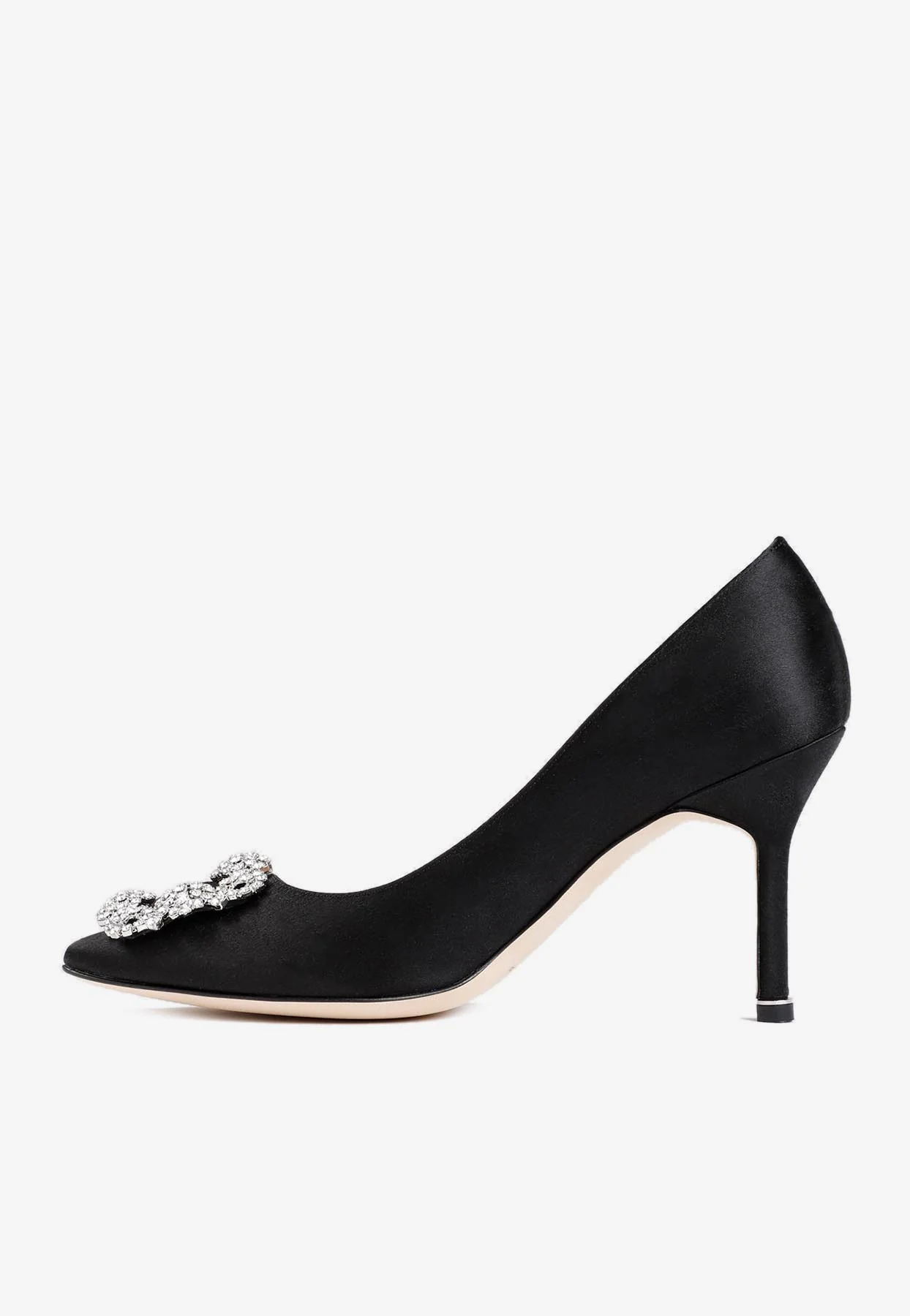 Manolo Blahnik Hangisi 90 Crystal Embellished Satin Pumps