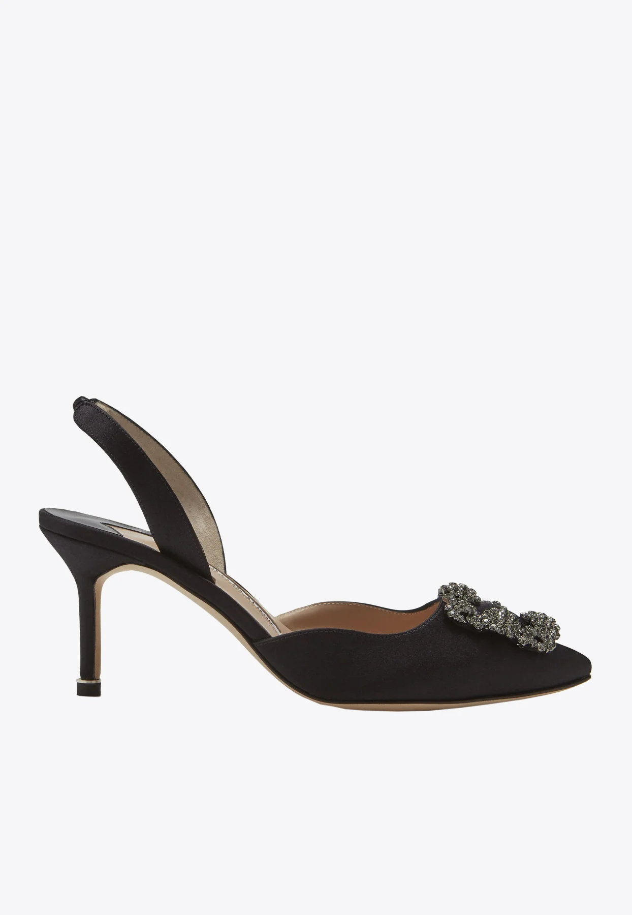 Manolo Blahnik Hangisli 70 FMC Crystal Buckle Slingback Pumps