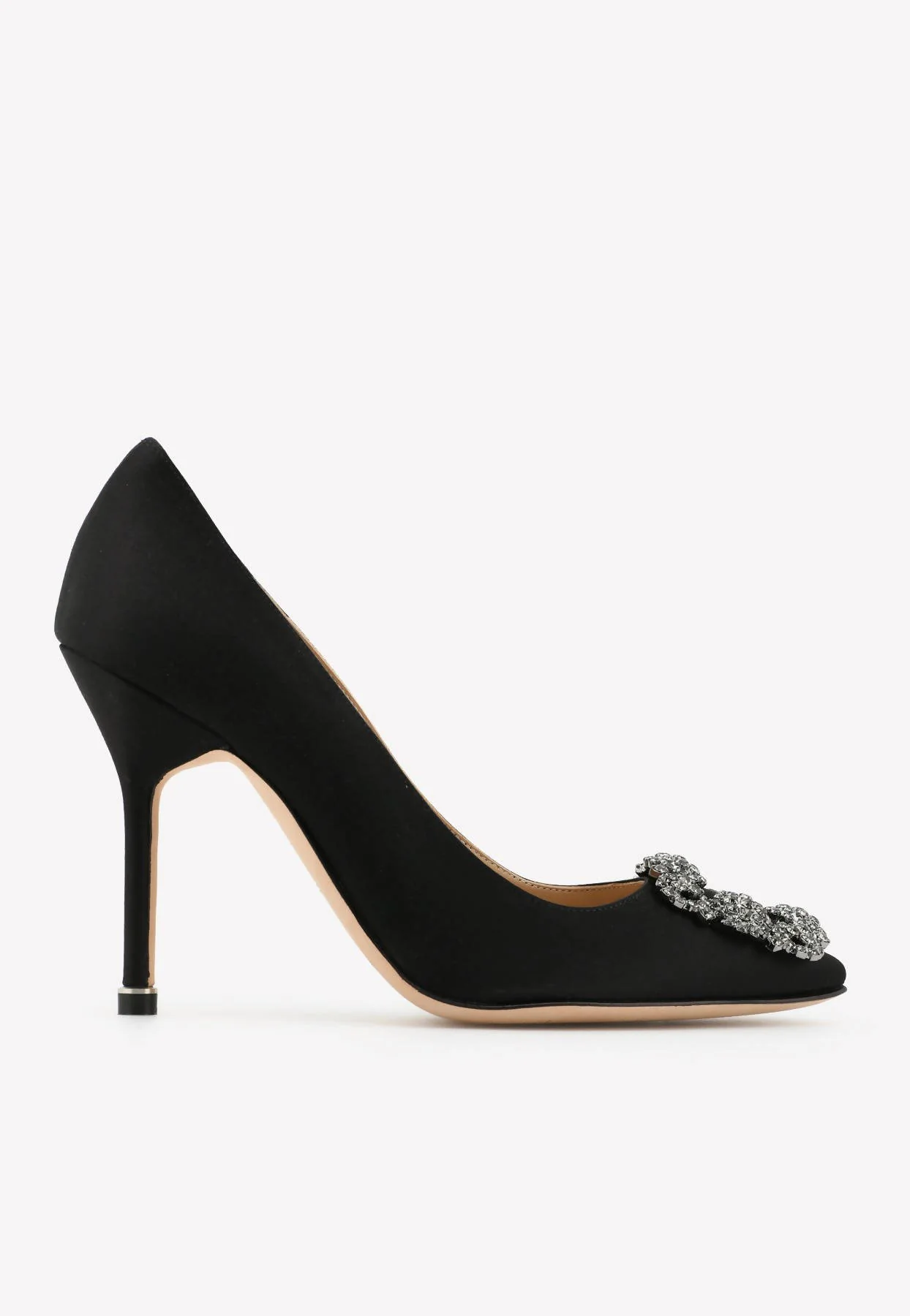 Manolo Blahnik Hangisi 105 Satin Pumps with FMC Crystal Buckle