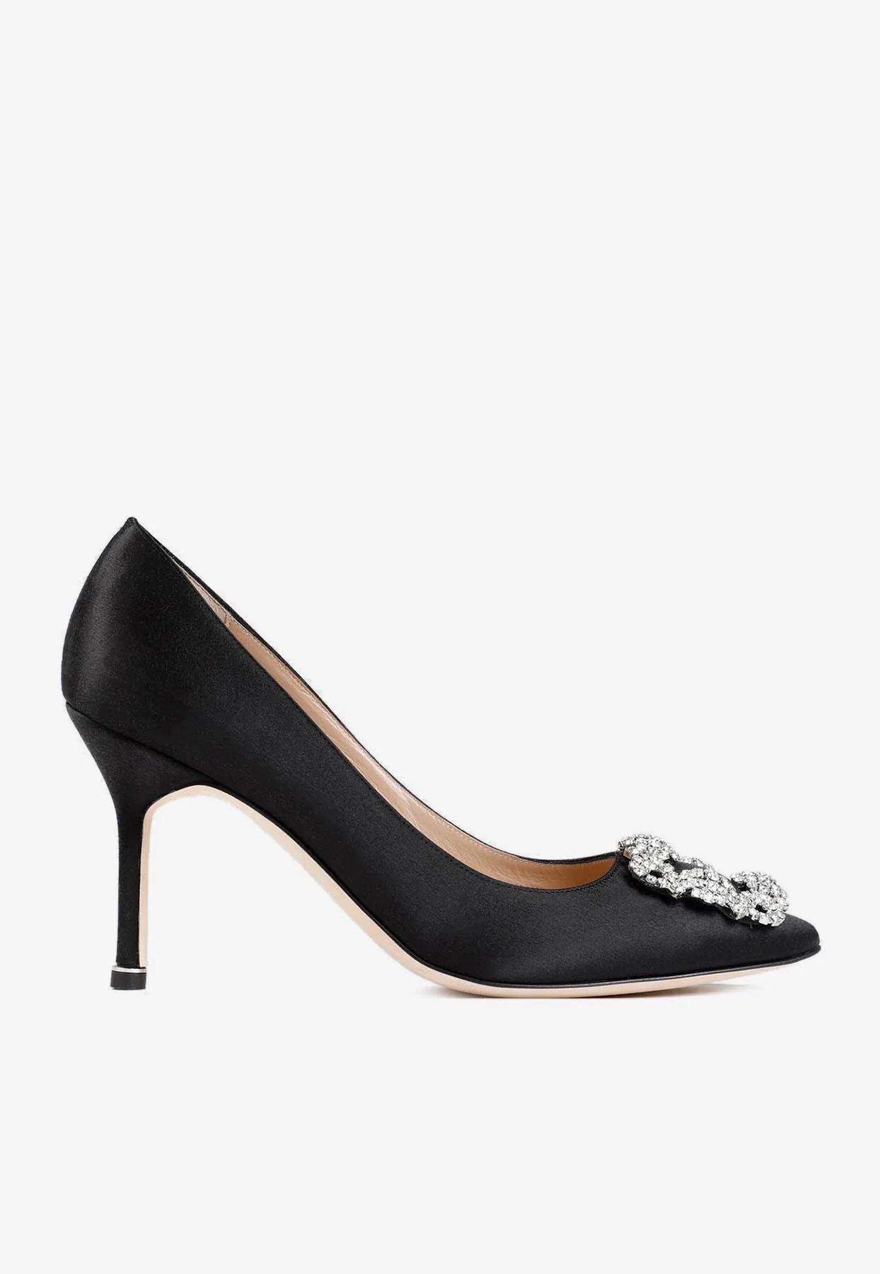 Manolo Blahnik Hangisi 90 Crystal Embellished Satin Pumps