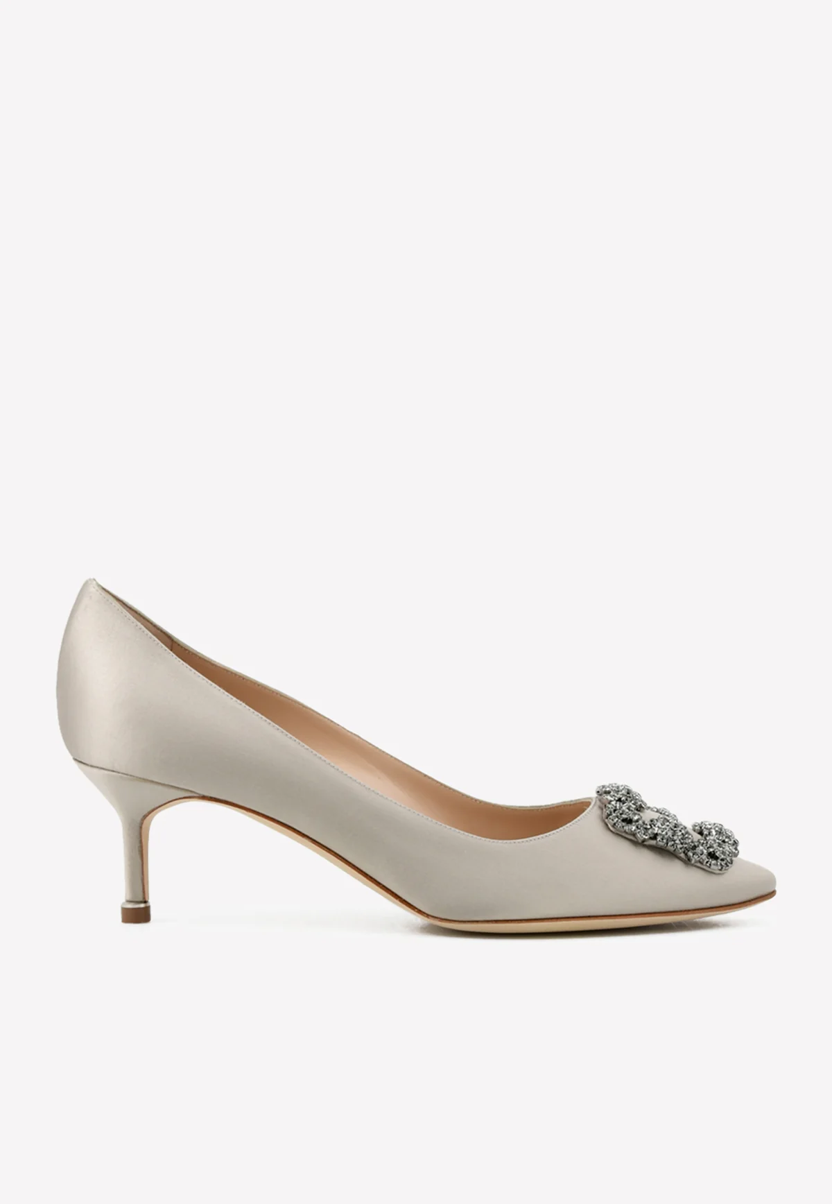Manolo Blahnik Hangisi 50 Satin Pumps with FMC Crystal Buckle