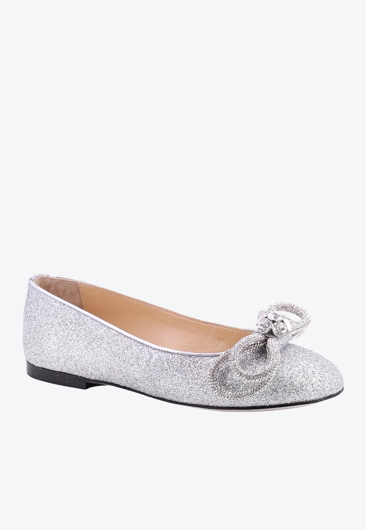 Mach and Mach Double Bow Glittered Ballet Flats