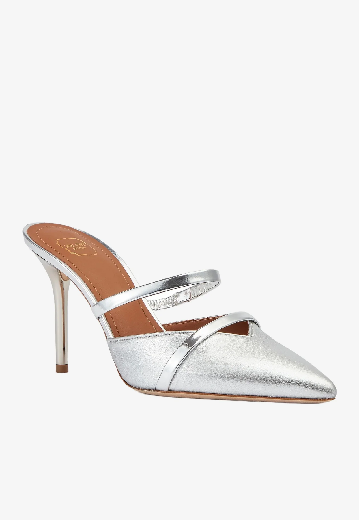 Malone Souliers Frankie 85 Mules in Metallic Nappa Leather