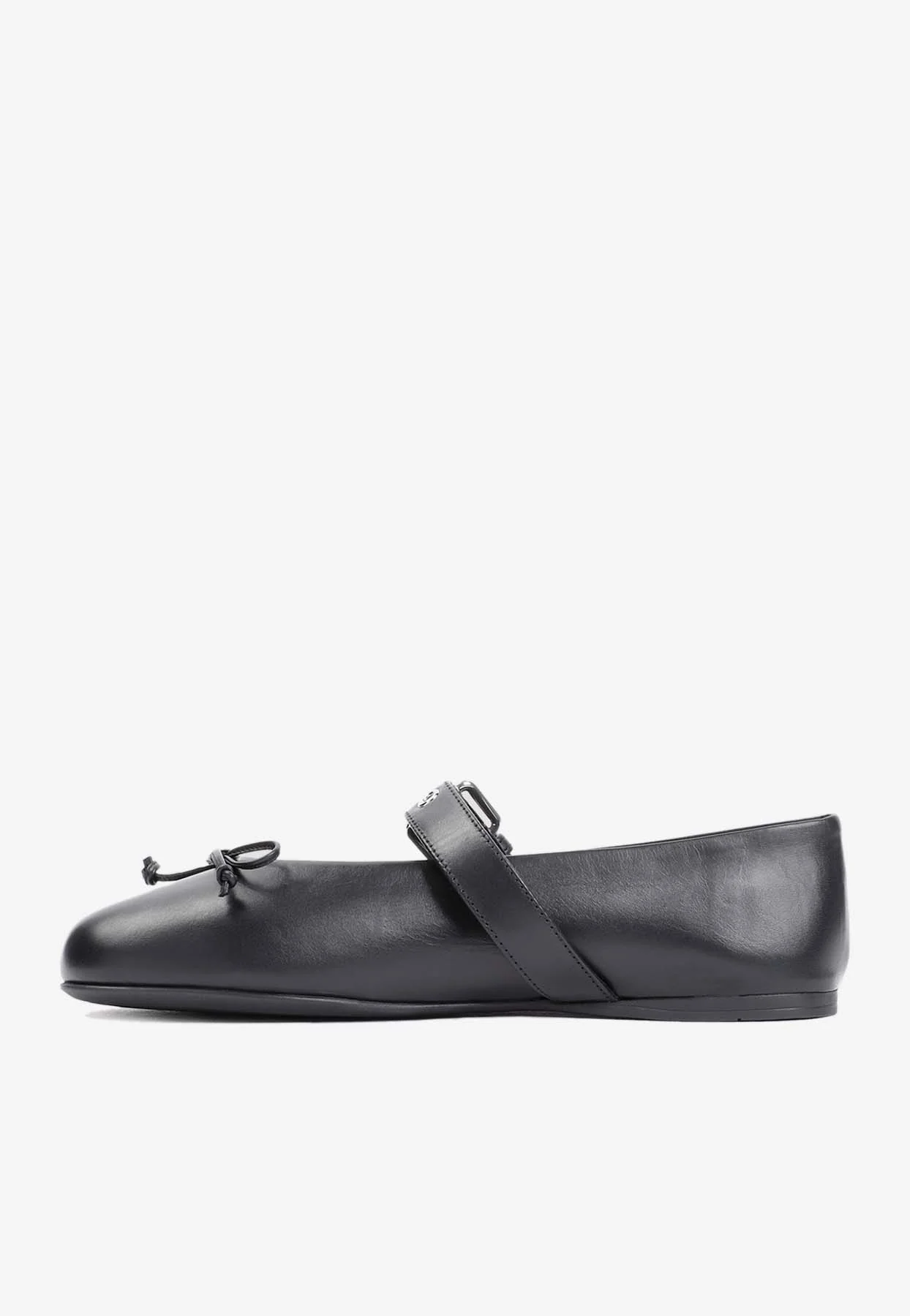 Miu Miu Leather-Bow Calf Leather Ballerina Flats