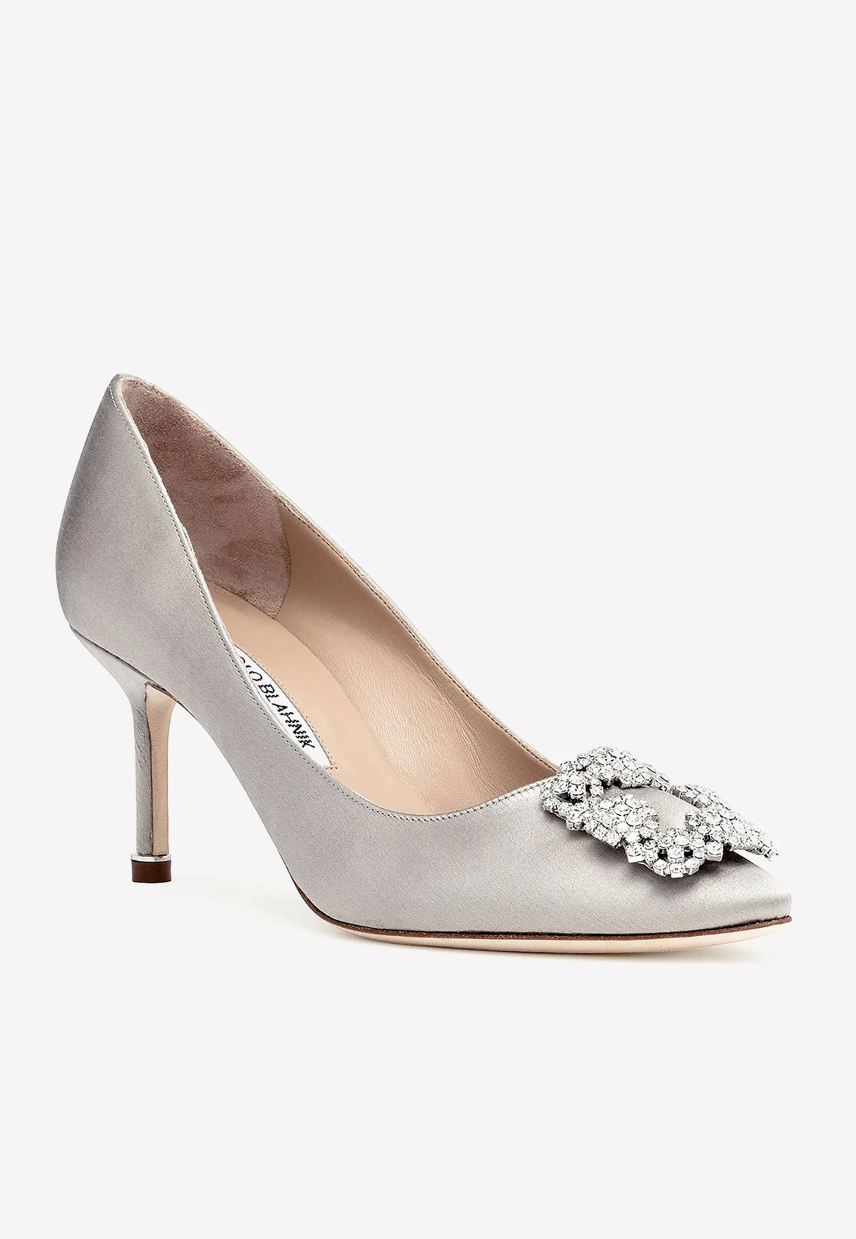 Manolo Blahnik Hangisi 70 Crystal Buckle Satin Pumps