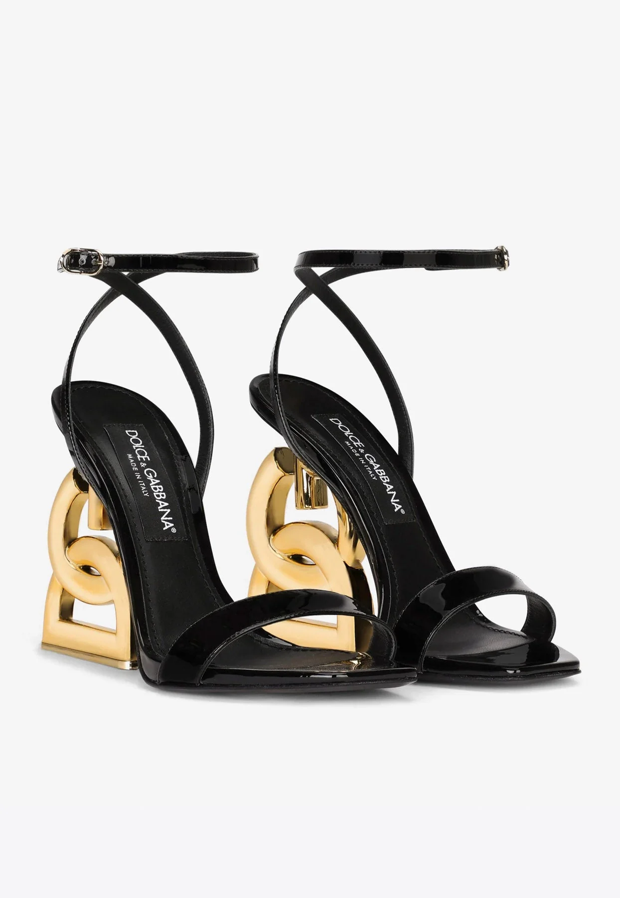 Dolce Gabbana Keira 105 DG Pop Heel Sandals in Patent Leather