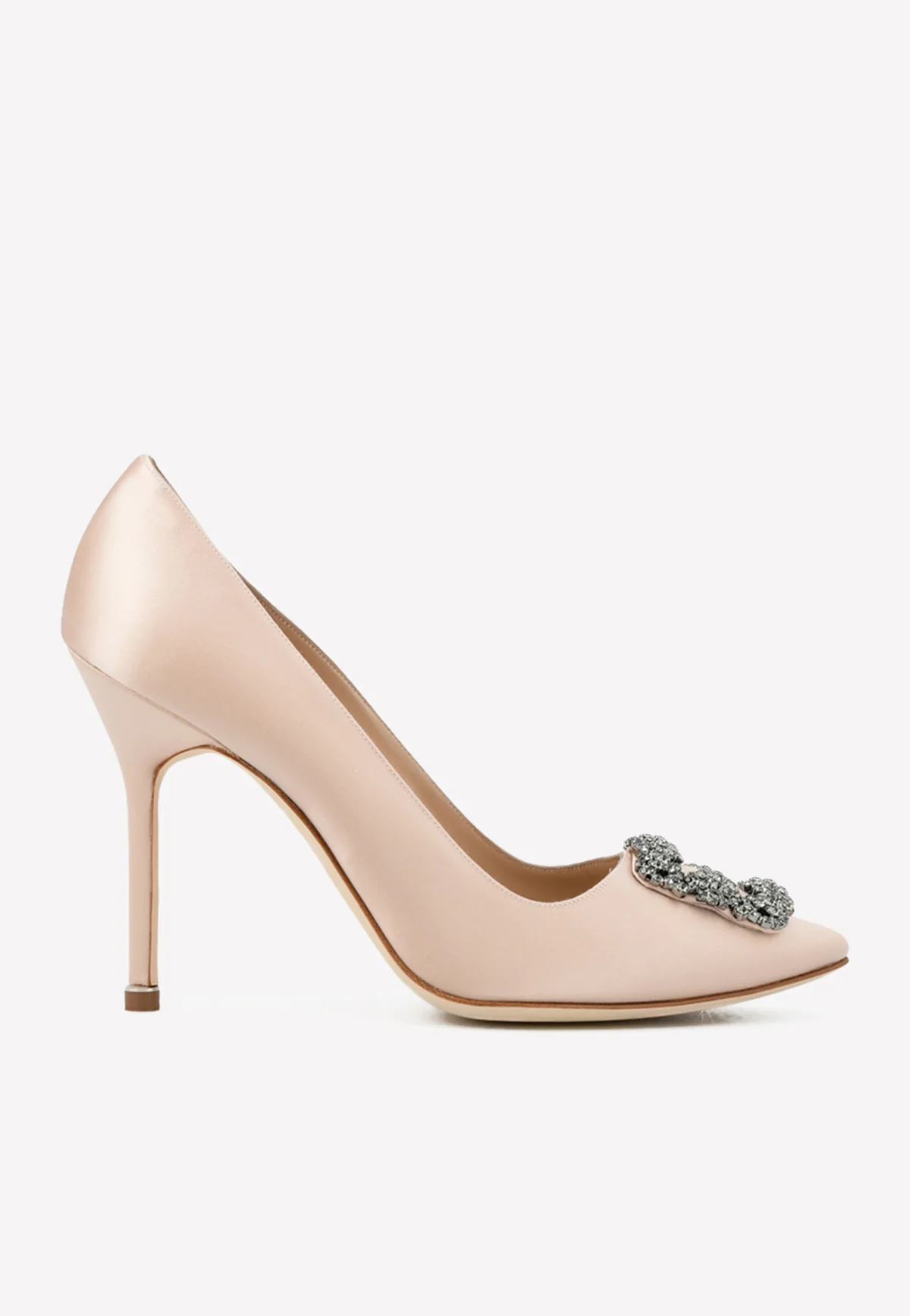 Manolo Blahnik Hangisi 105 Satin Pumps with FMC Crystal Buckle
