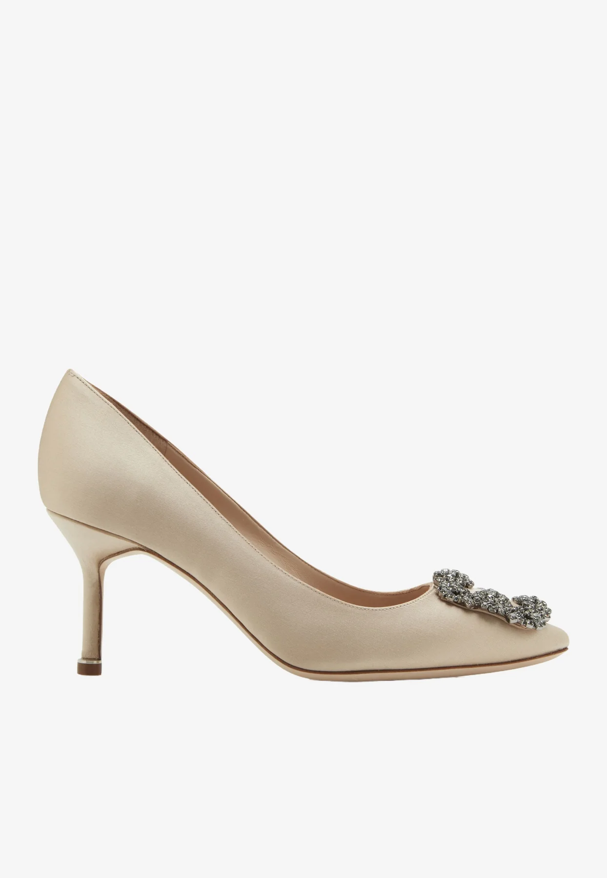 Manolo Blahnik Hangisi 70 Satin Pumps with FMC Crystal Buckle
