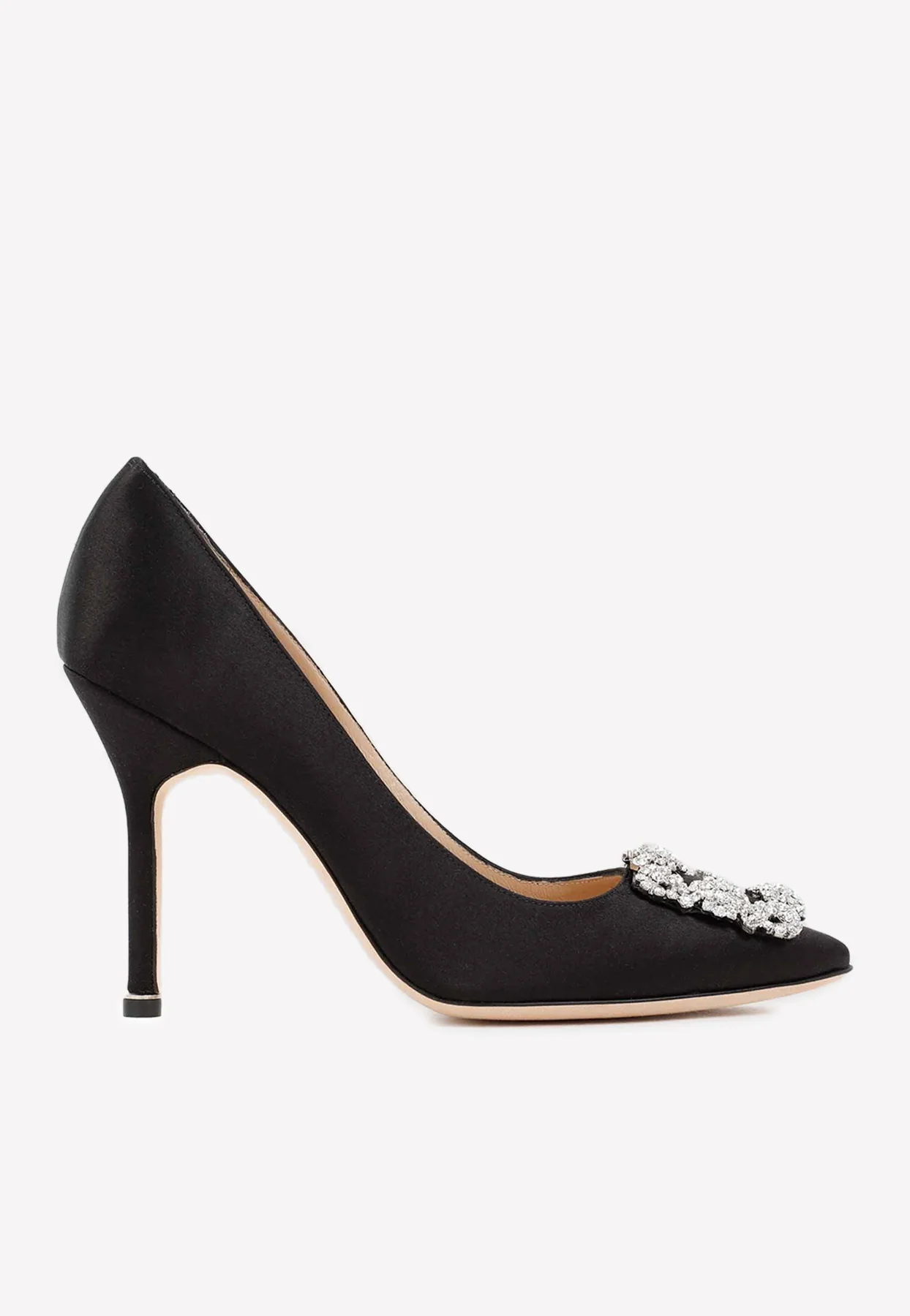 Manolo Blahnik Hangisi 105 Crystal Buckle Satin Pumps