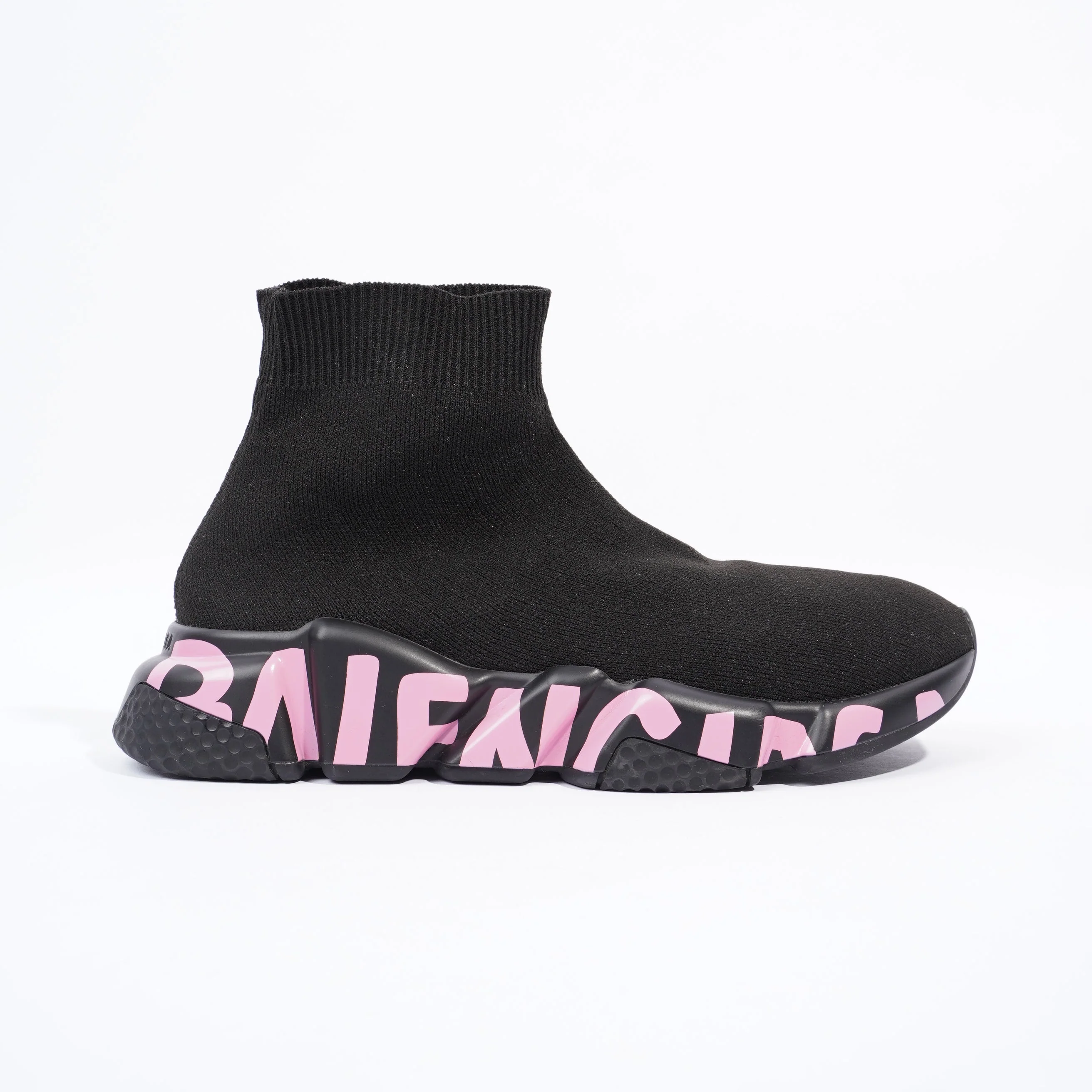 Balenciaga Speed Black / Pink Logo Print Cotton EU 37 UK 4