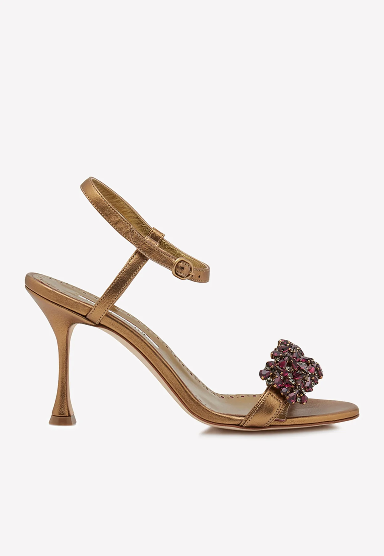 Manolo Blahnik Finah 90 Crystal Sandals in Nappa Leather