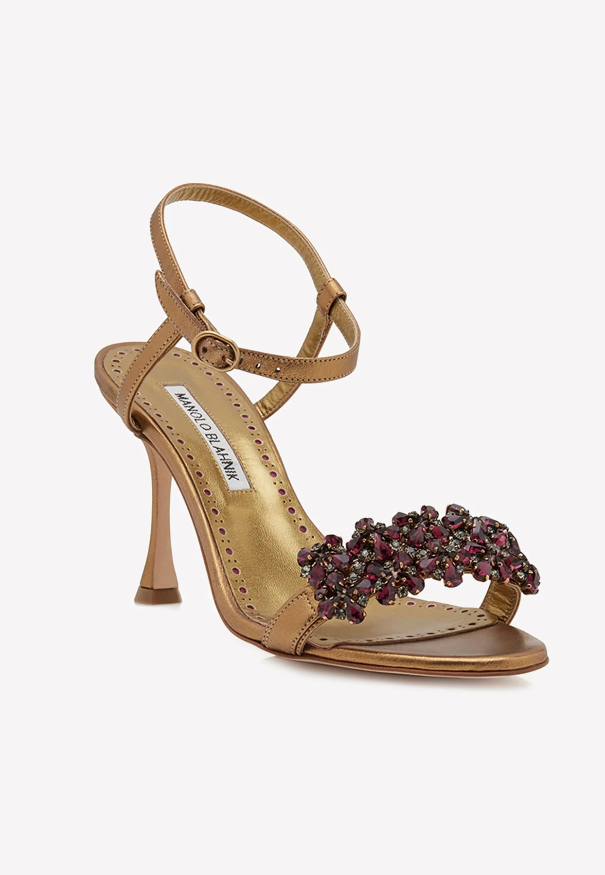 Manolo Blahnik Finah 90 Crystal Sandals in Nappa Leather
