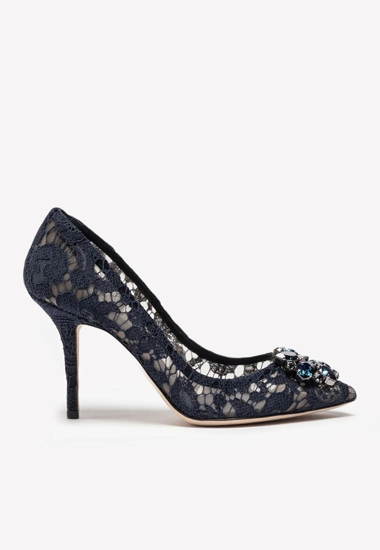 Dolce Gabbana Bellucci 90 Crystal-Embellished Pumps in Taormina Lace