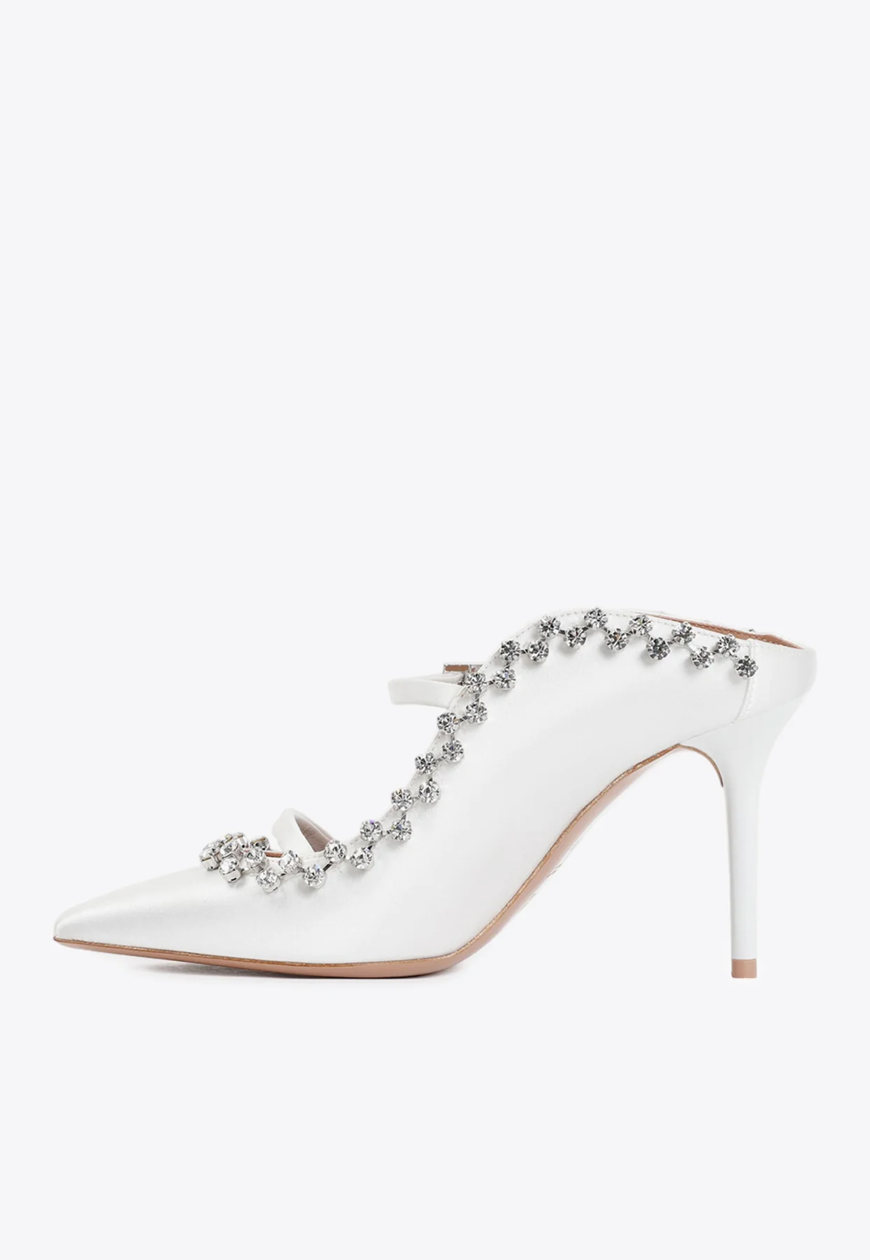 Malone Souliers Gala 85 Crystal-Embellished Satin Mules