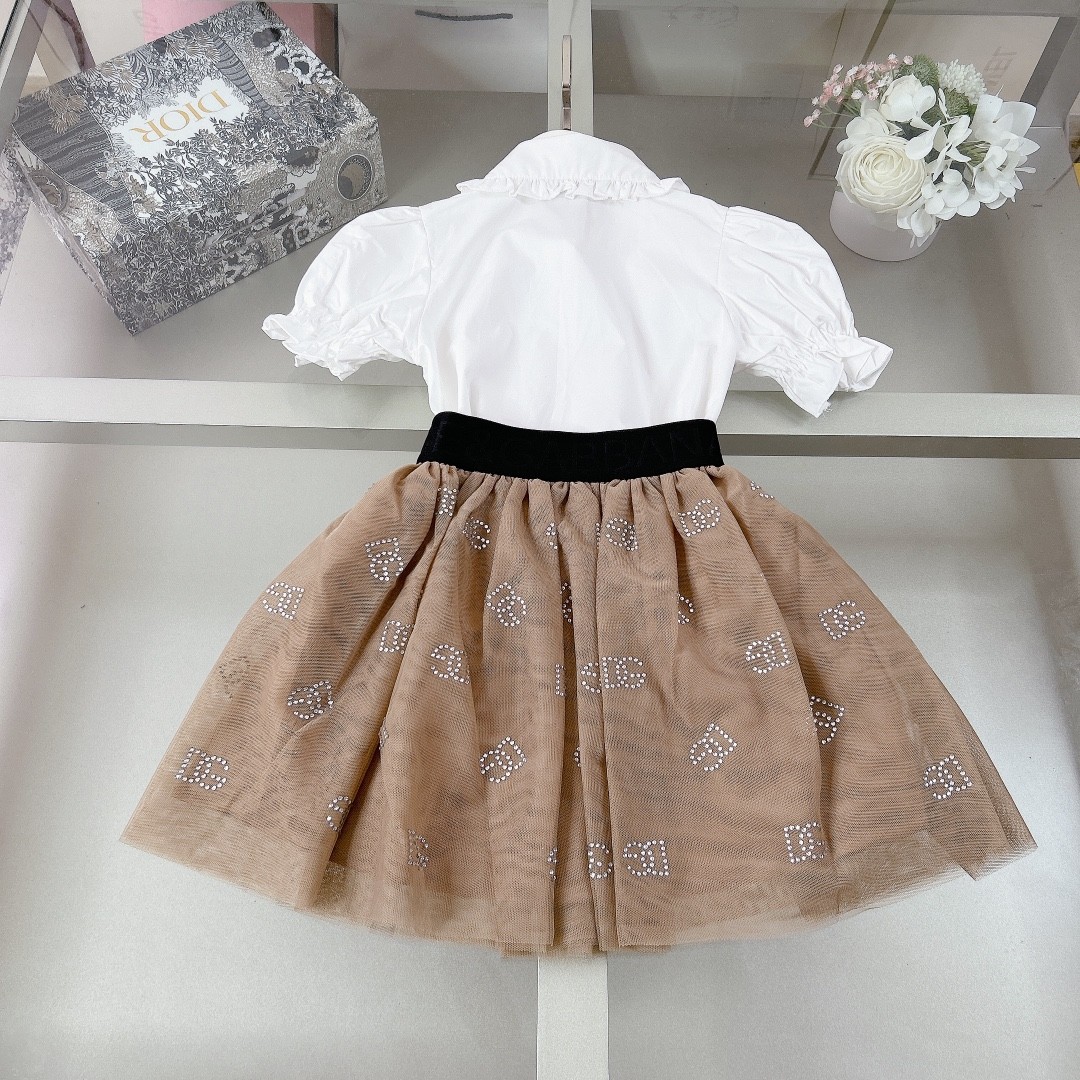 D&G spring and summer girls skirt suit Kids Children Clothing