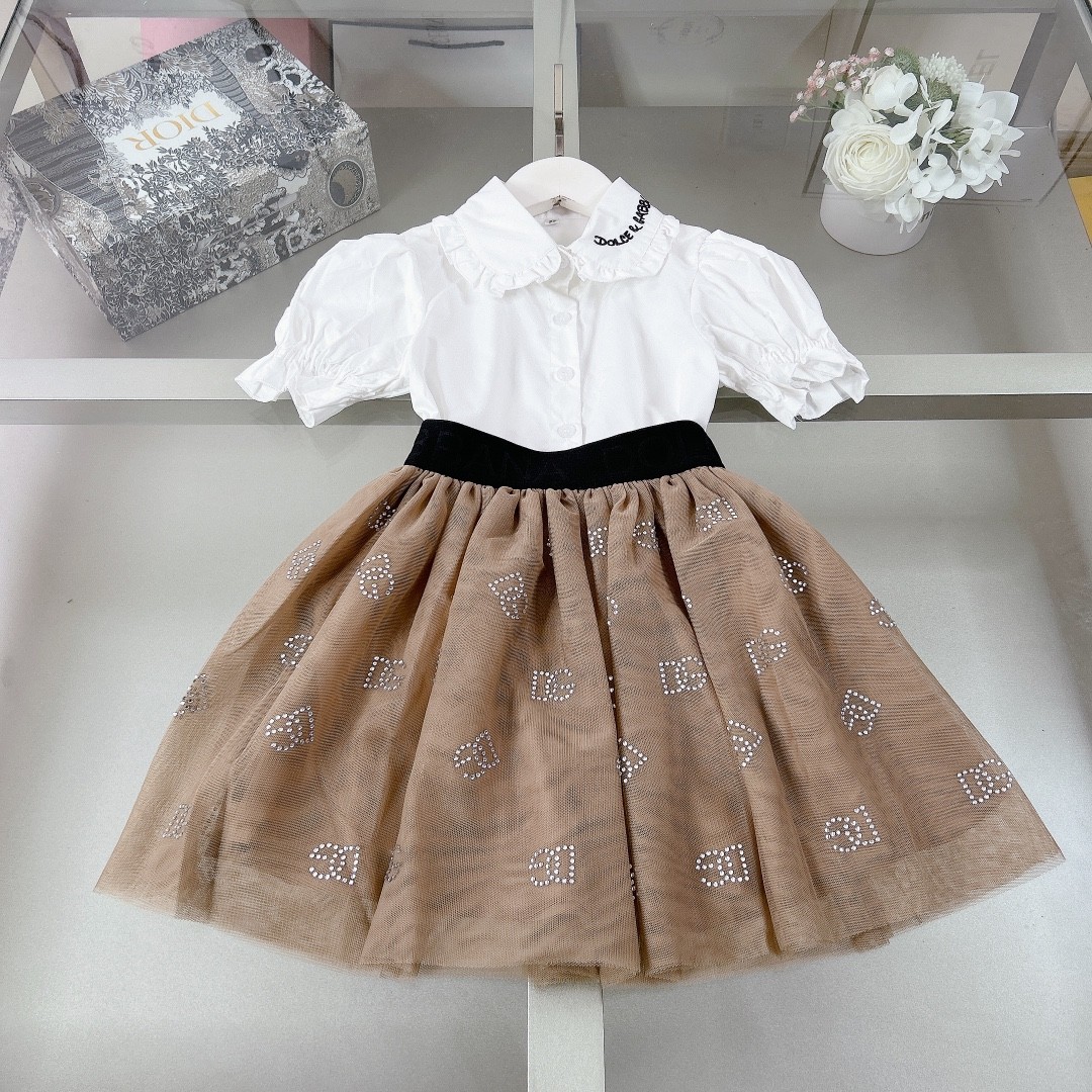 D&G spring and summer girls skirt suit Kids Children Clothing