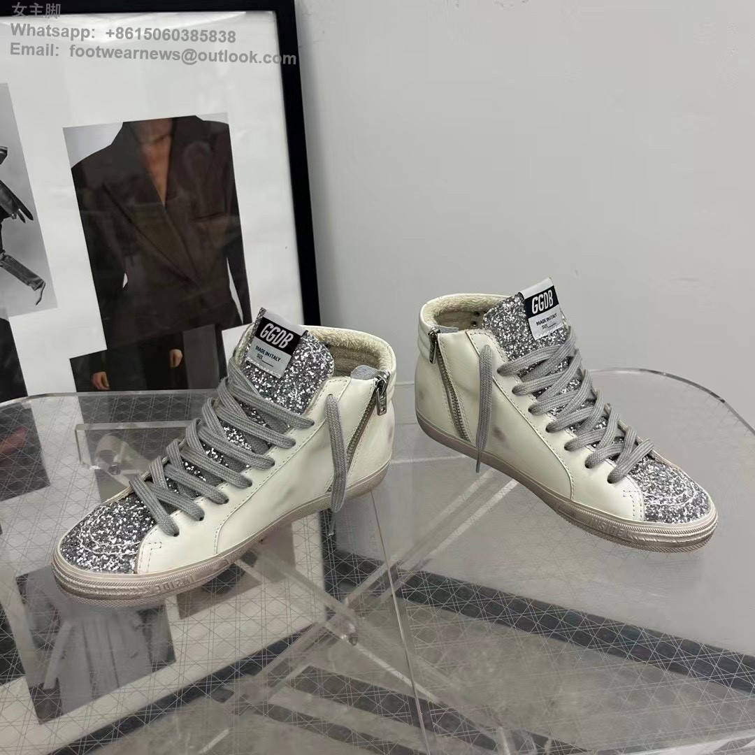 Golden Goose GGDB Slide High-Top Sneakers Women Men Lace-Up Shoes Studs