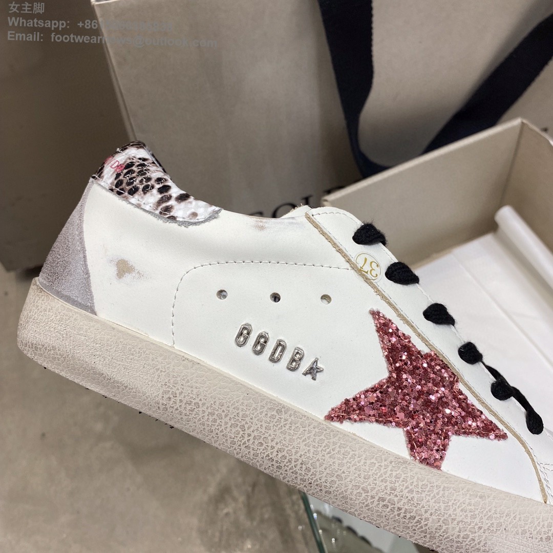 GOLDEN GOOSE Super-Star low-top Sneakers Lace-up GGDB Women Men Shoes pink glitter star
