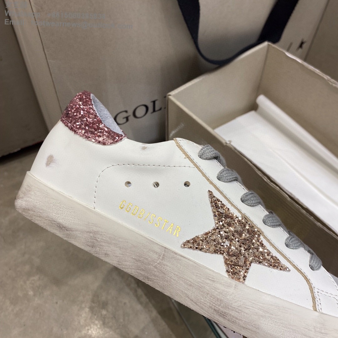 GOLDEN GOOSE Super-Star low-top Sneakers Lace-up GGDB Women Men Shoes pink glitter star