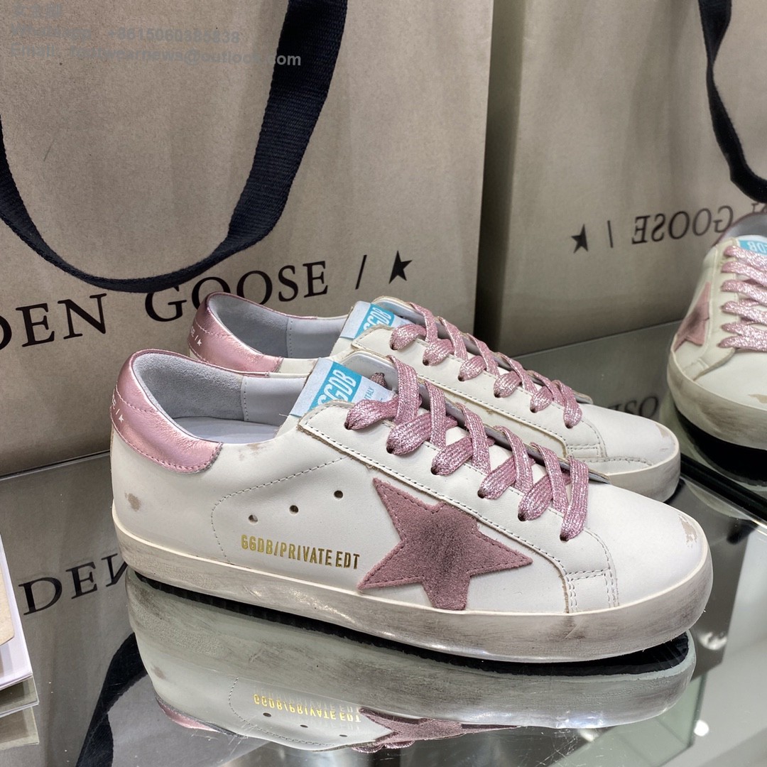 GOLDEN GOOSE Super-Star low-top Sneakers Lace-up GGDB Women Men Shoes pink glitter star