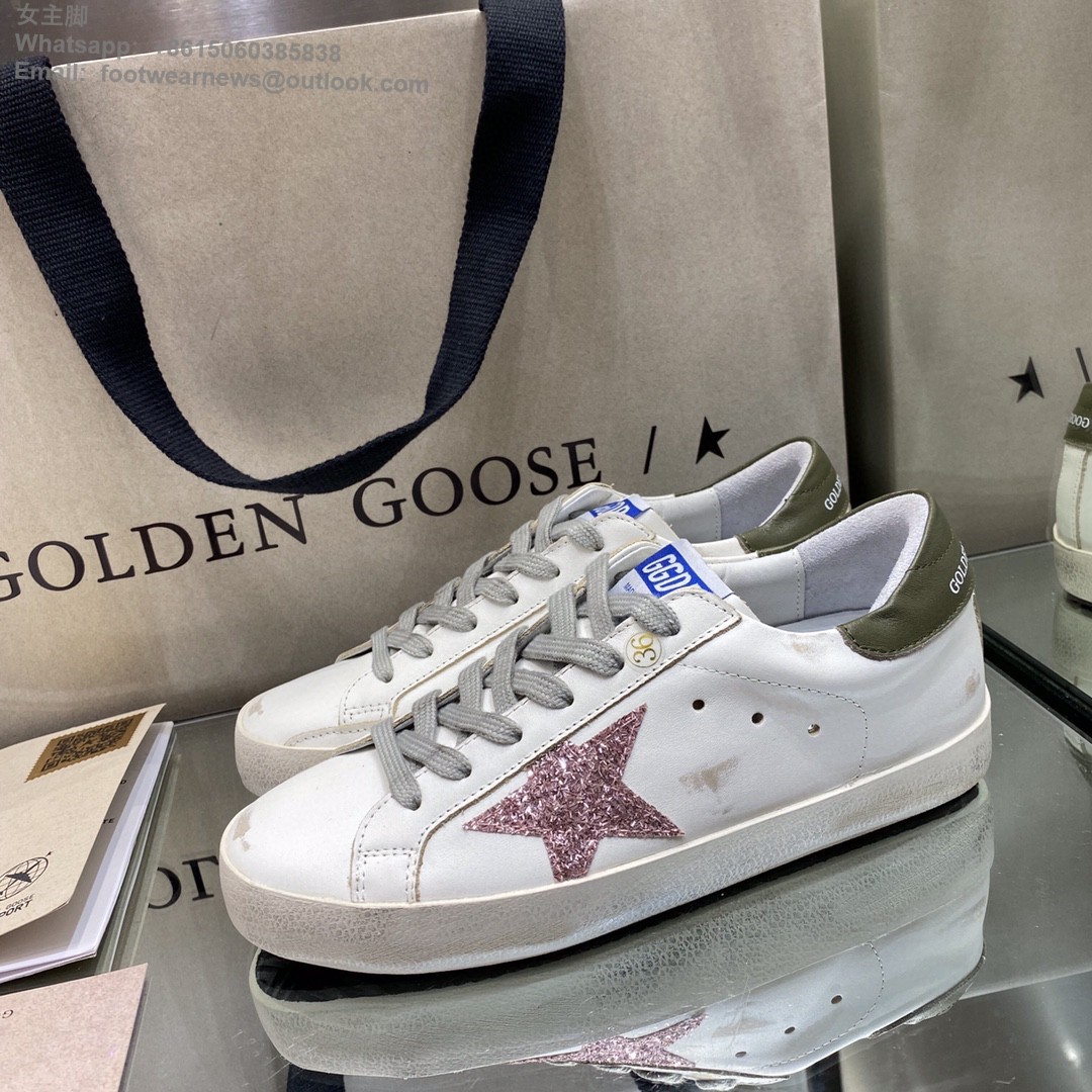 GOLDEN GOOSE Super-Star low-top Sneakers Lace-up GGDB Women Men Shoes pink glitter star