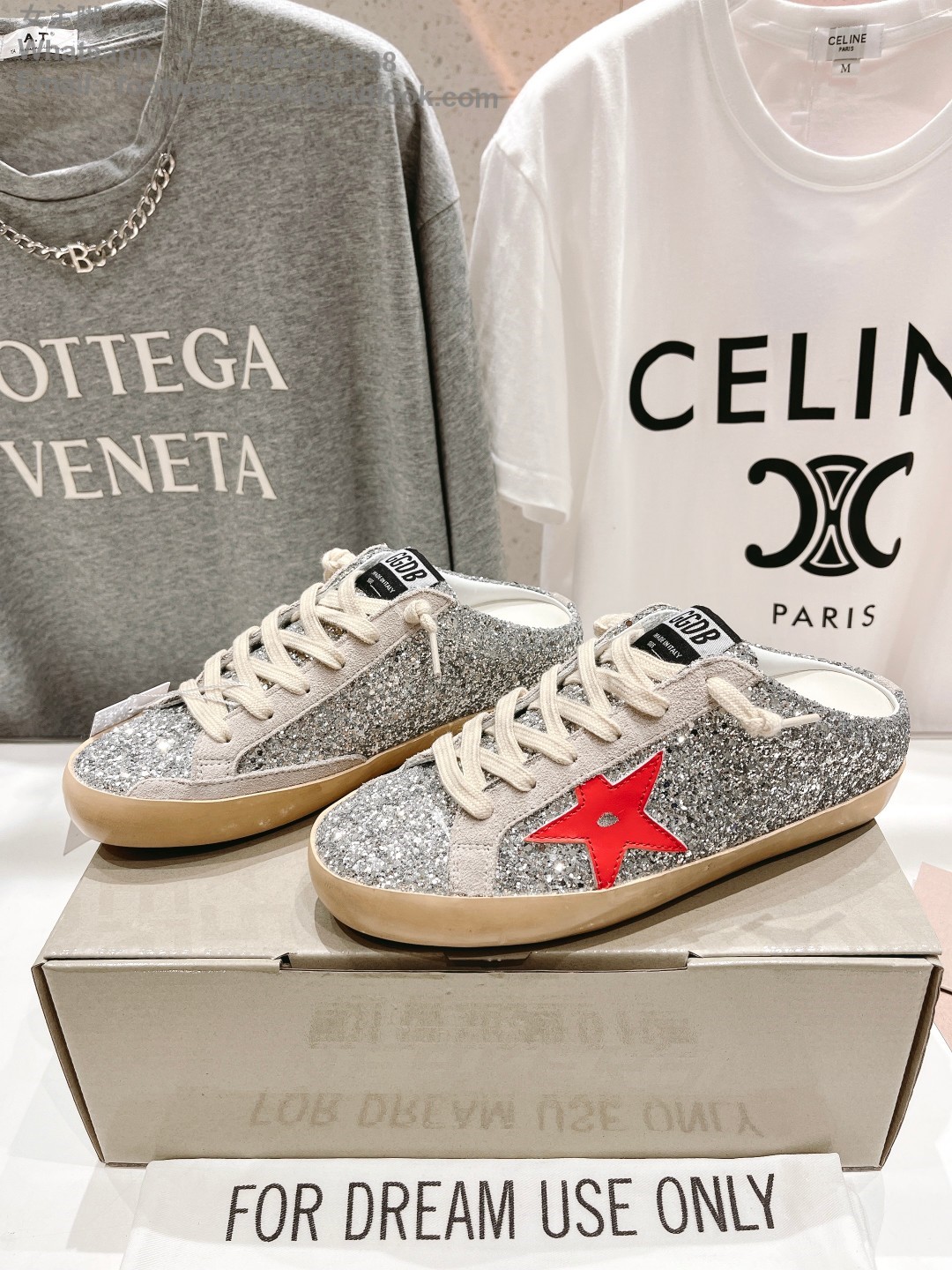 GOLDEN GOOSE Super-Star low-top Sneakers Lace-up GGDB Women Men Shoes Slip-on sabot Slipper glitter