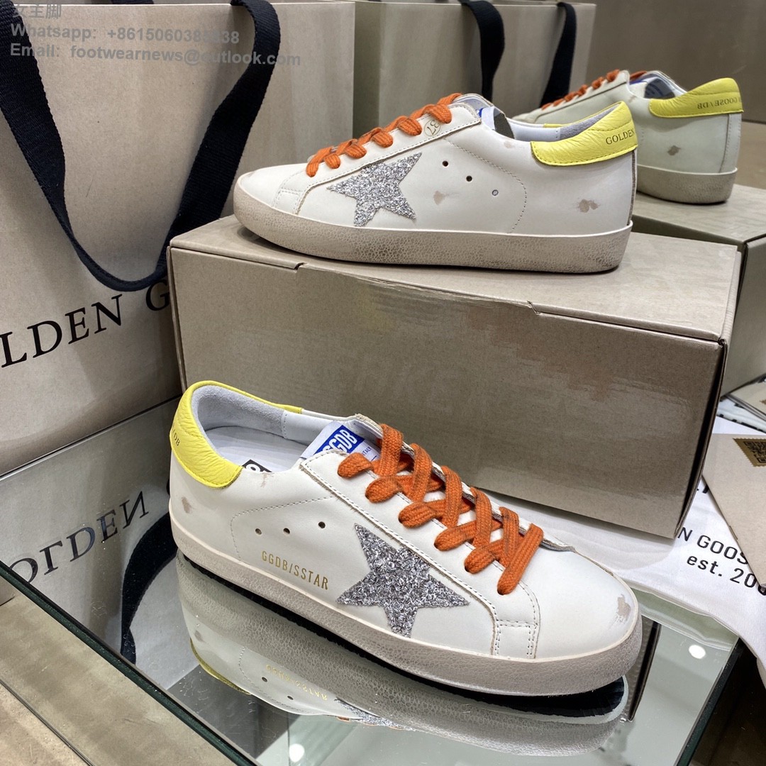 GOLDEN GOOSE Super-Star low-top Sneakers Lace-up GGDB Women Men Shoes silver glitter star