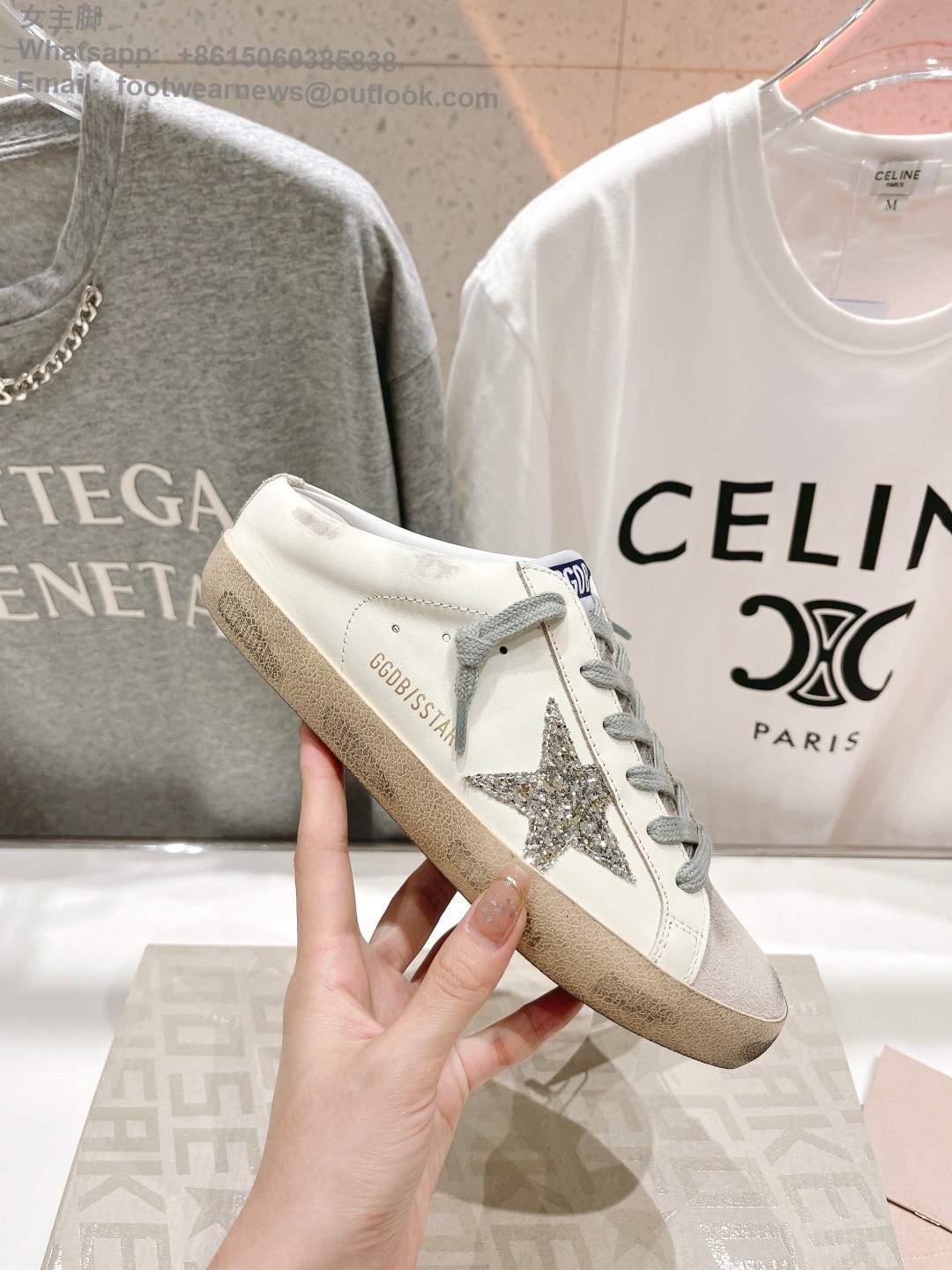 GOLDEN GOOSE Super-Star low-top Sneakers Lace-up GGDB Women Men Shoes Slip-on sabot Slipper glitter star