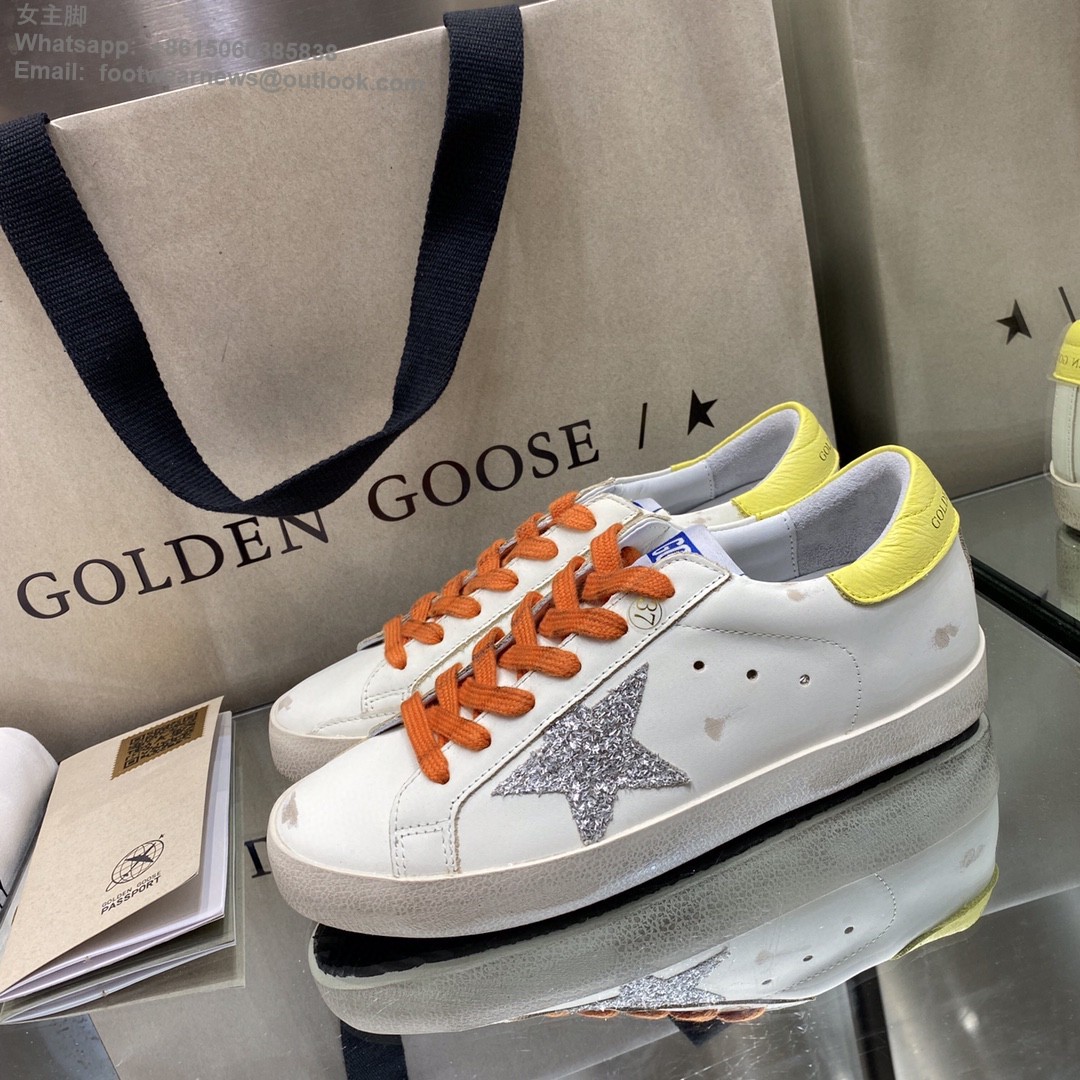 GOLDEN GOOSE Super-Star low-top Sneakers Lace-up GGDB Women Men Shoes silver glitter star