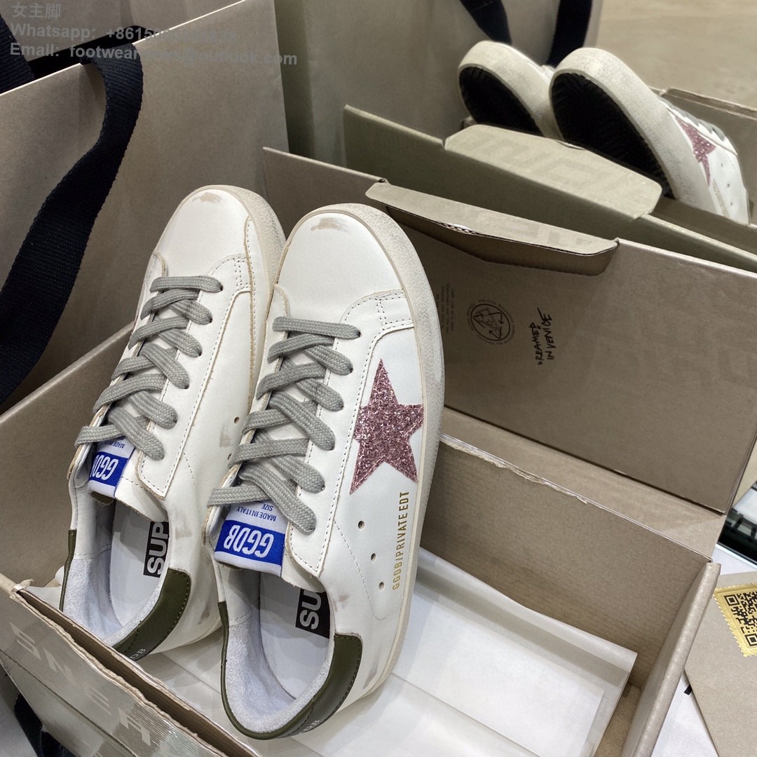GOLDEN GOOSE Super-Star low-top Sneakers Lace-up GGDB Women Men Shoes pink glitter star