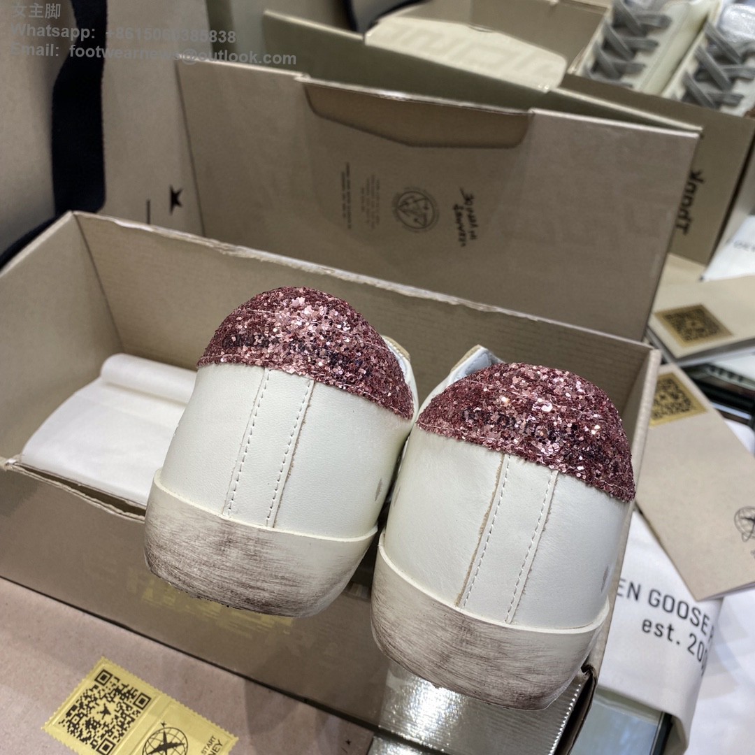 GOLDEN GOOSE Super-Star low-top Sneakers Lace-up GGDB Women Men Shoes pink glitter star