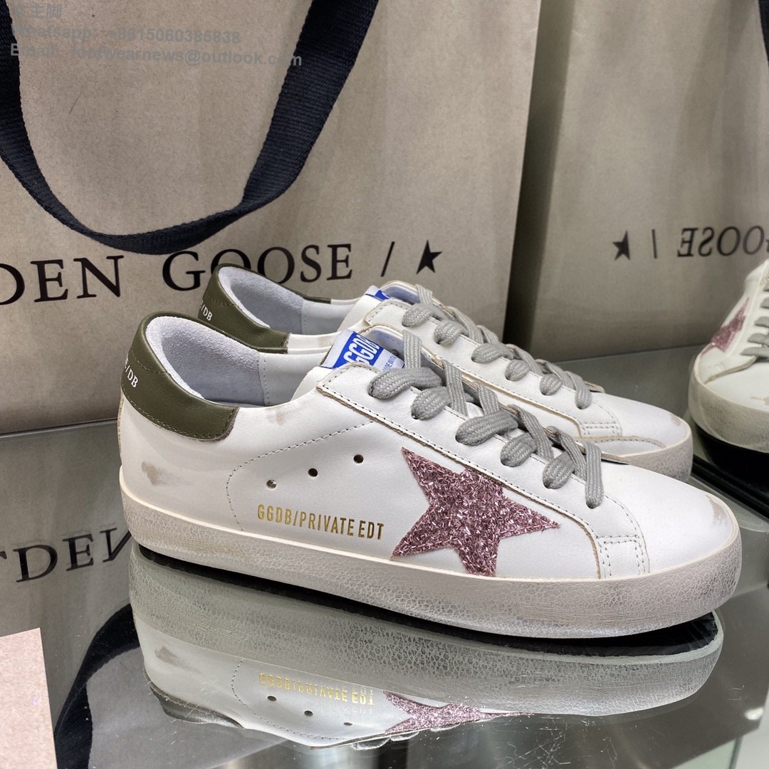 GOLDEN GOOSE Super-Star low-top Sneakers Lace-up GGDB Women Men Shoes pink glitter star