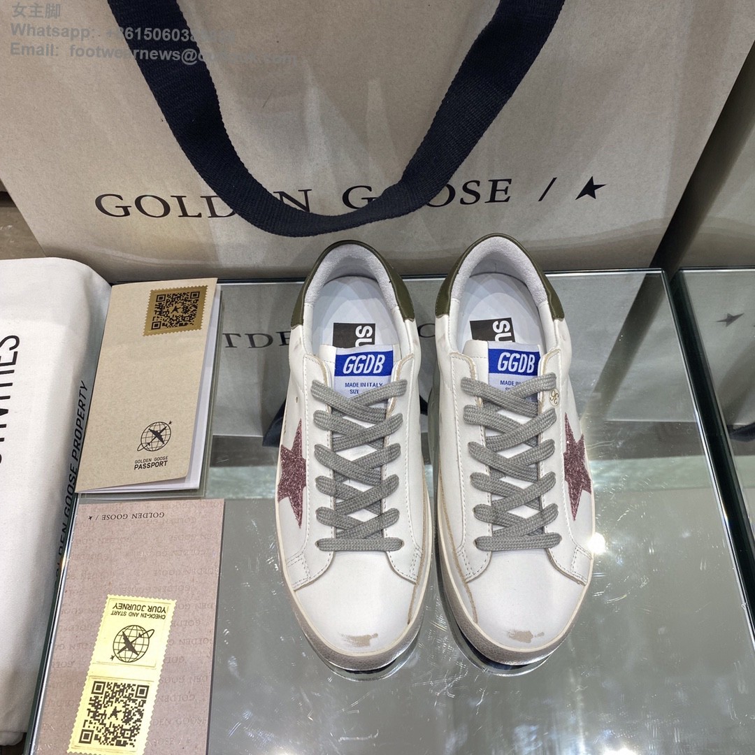 GOLDEN GOOSE Super-Star low-top Sneakers Lace-up GGDB Women Men Shoes pink glitter star