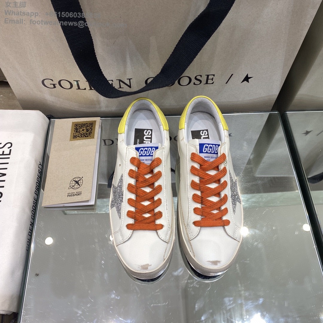 GOLDEN GOOSE Super-Star low-top Sneakers Lace-up GGDB Women Men Shoes silver glitter star