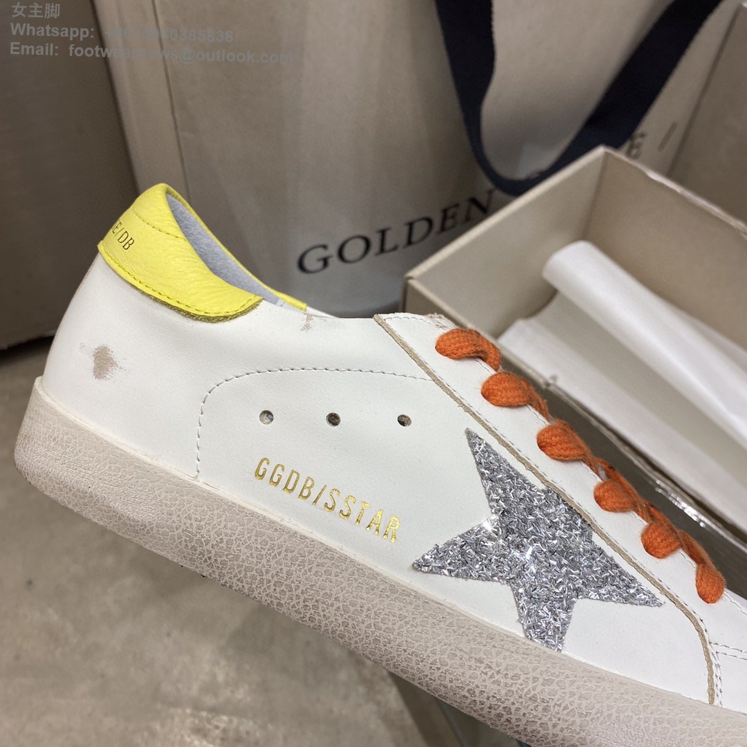 GOLDEN GOOSE Super-Star low-top Sneakers Lace-up GGDB Women Men Shoes silver glitter star