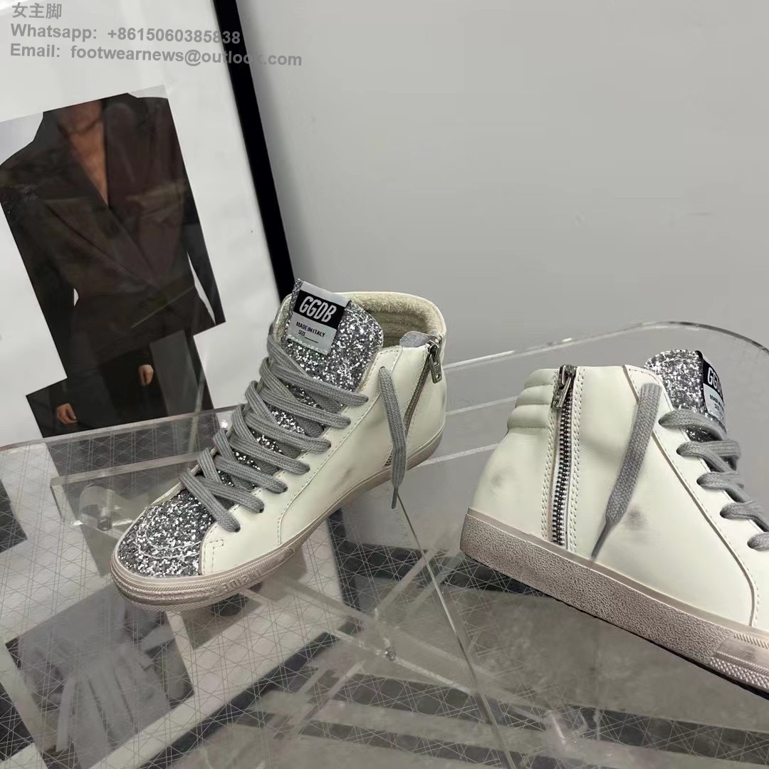 Golden Goose GGDB Slide High-Top Sneakers Women Men Lace-Up Shoes Studs