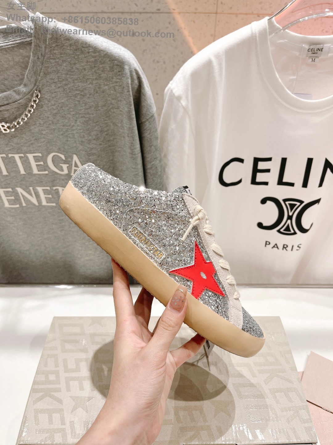 GOLDEN GOOSE Super-Star low-top Sneakers Lace-up GGDB Women Men Shoes Slip-on sabot Slipper glitter