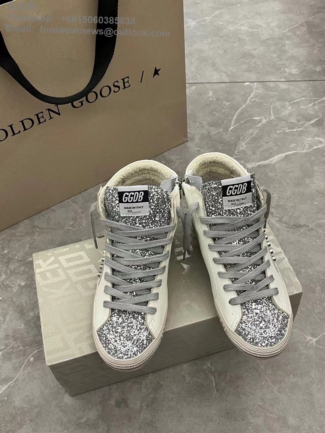 Golden Goose GGDB Slide High-Top Sneakers Women Men Lace-Up Shoes Studs