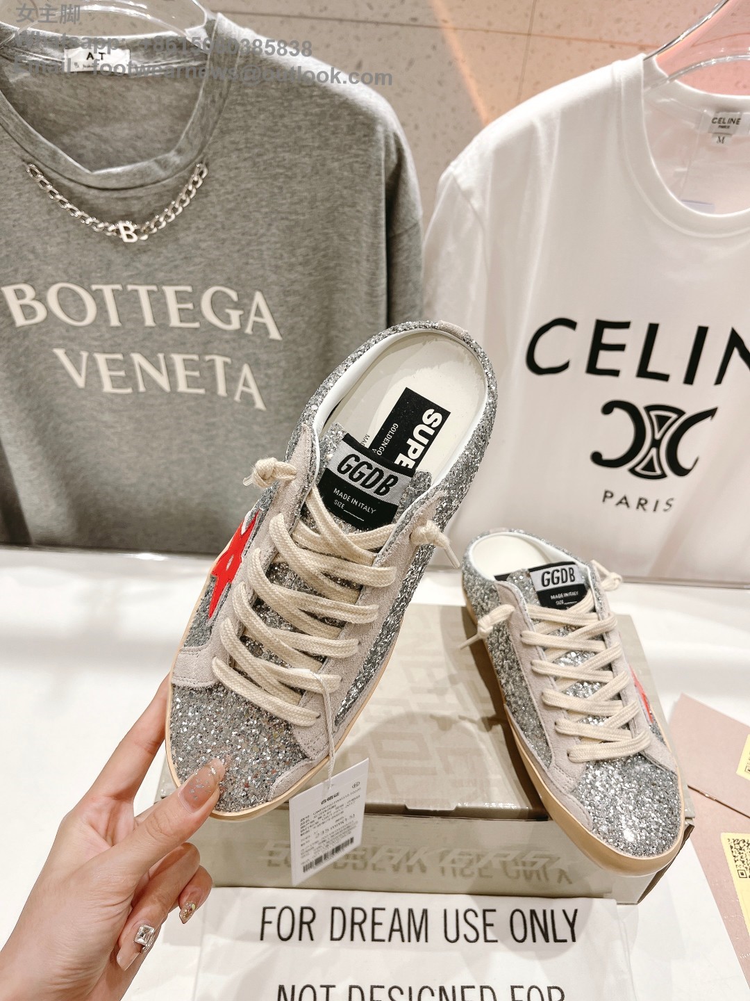 GOLDEN GOOSE Super-Star low-top Sneakers Lace-up GGDB Women Men Shoes Slip-on sabot Slipper glitter