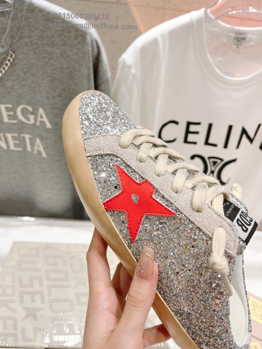 GOLDEN GOOSE Super-Star low-top Sneakers Lace-up GGDB Women Men Shoes Slip-on sabot Slipper glitter