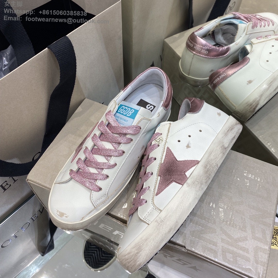 GOLDEN GOOSE Super-Star low-top Sneakers Lace-up GGDB Women Men Shoes pink glitter star