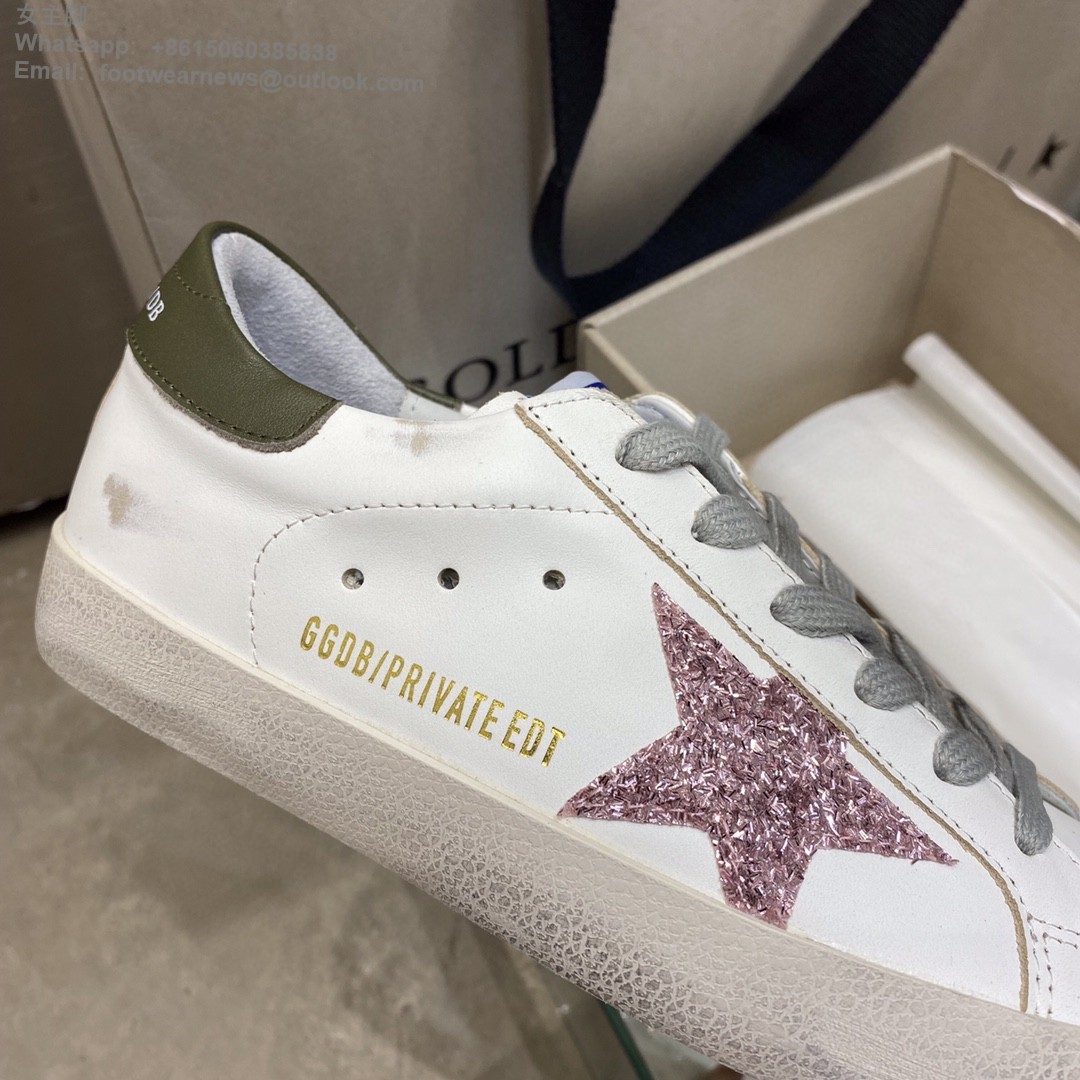 GOLDEN GOOSE Super-Star low-top Sneakers Lace-up GGDB Women Men Shoes pink glitter star