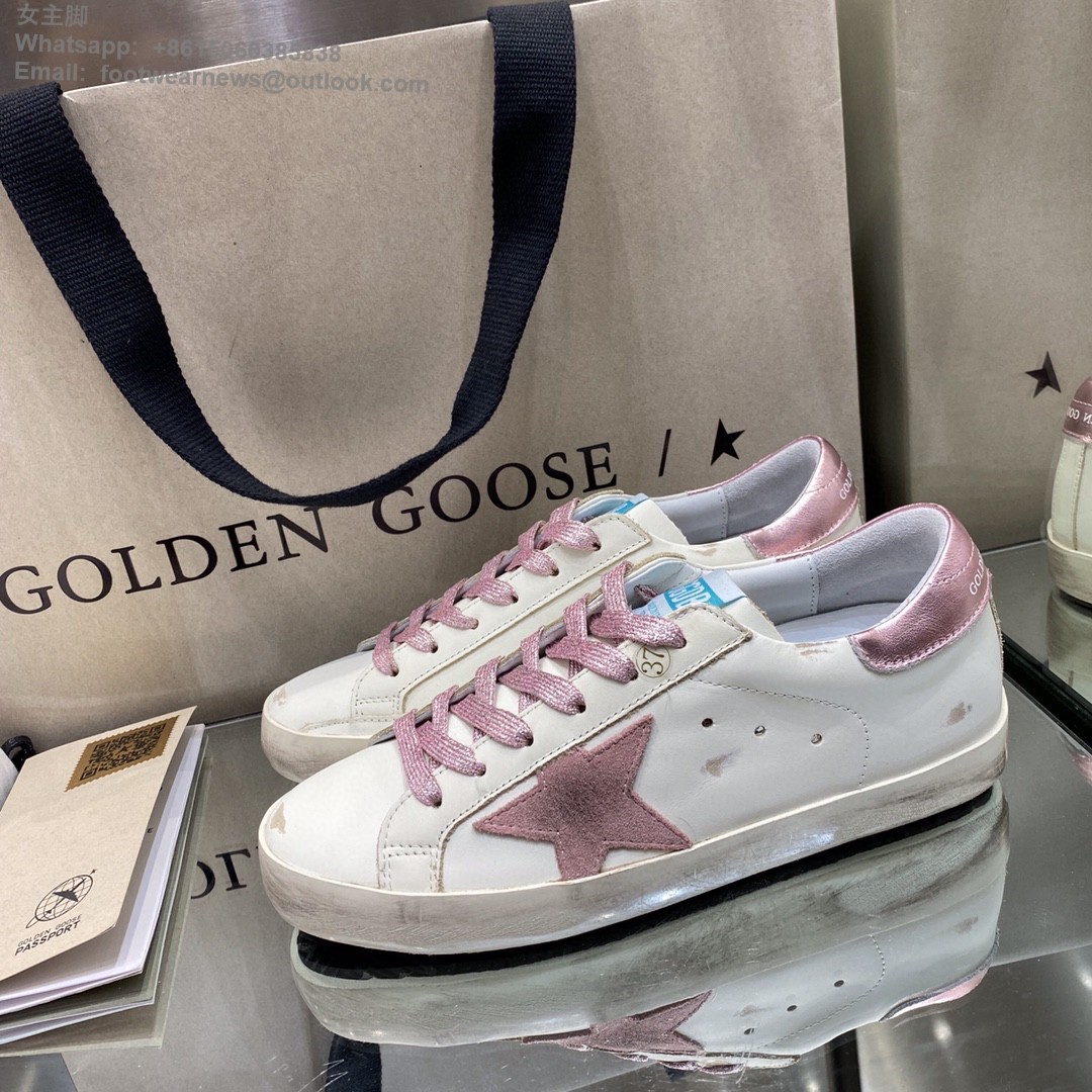 GOLDEN GOOSE Super-Star low-top Sneakers Lace-up GGDB Women Men Shoes pink glitter star