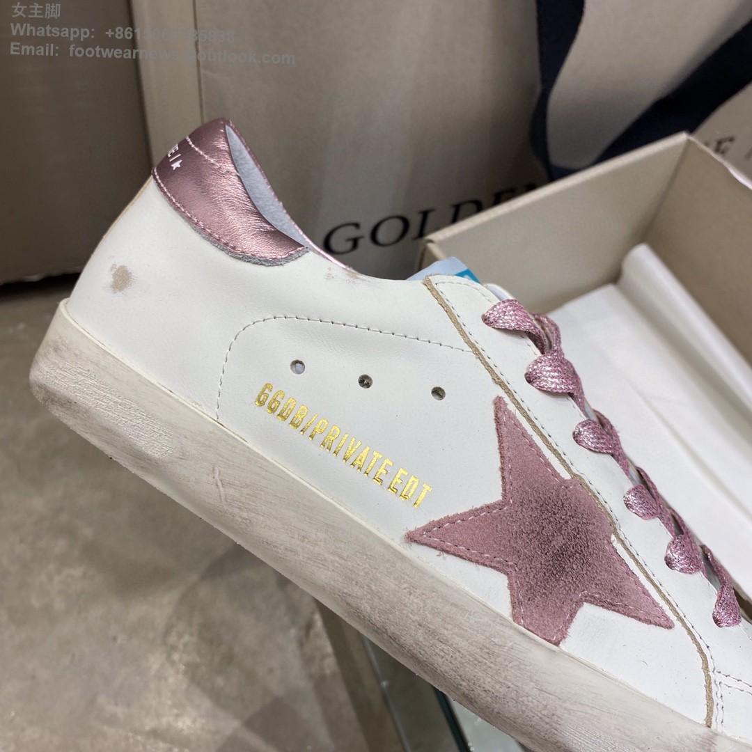 GOLDEN GOOSE Super-Star low-top Sneakers Lace-up GGDB Women Men Shoes pink glitter star