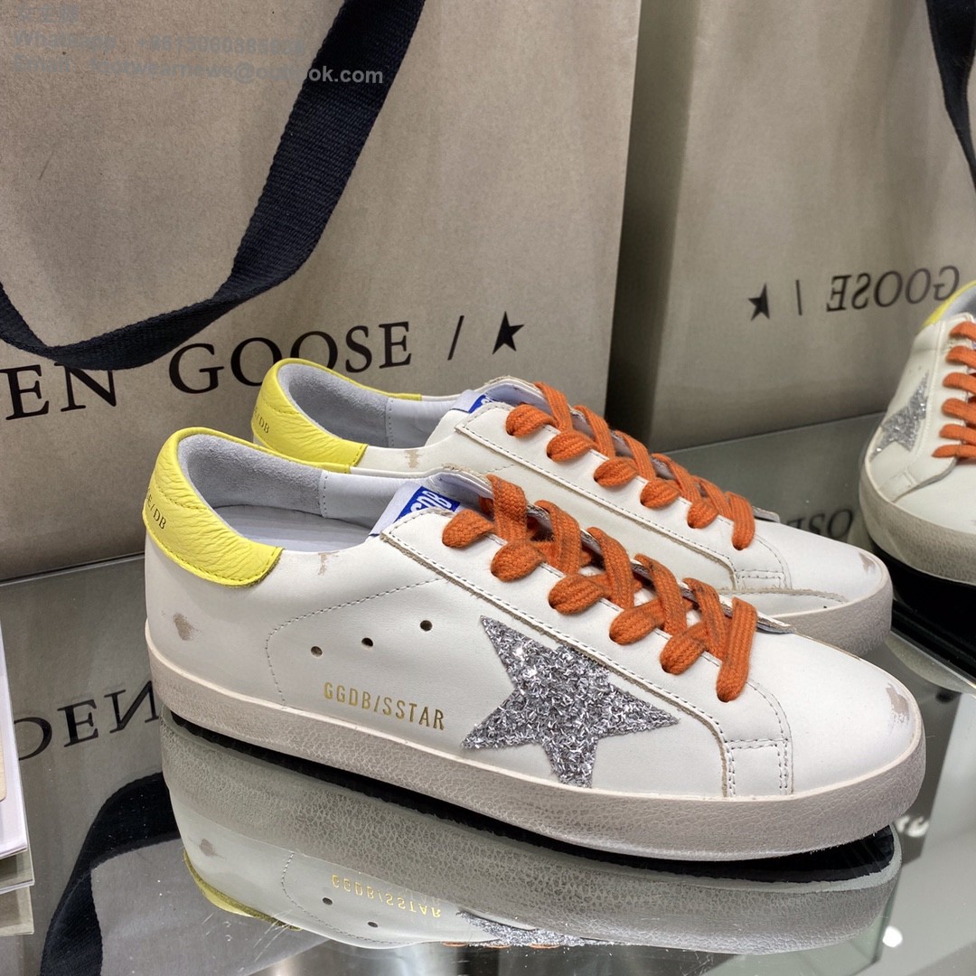 GOLDEN GOOSE Super-Star low-top Sneakers Lace-up GGDB Women Men Shoes silver glitter star