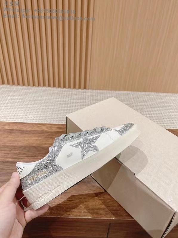 Golden Goose Deluxe Brand Stardan Lace-Up Sneakers Low top Mens Women Shoes Superstar white glitter