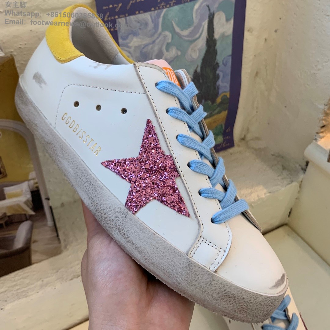 GOLDEN GOOSE GGDB super star Low top Mens Women Sneakers Shoes glitter pink star