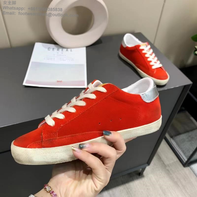 GOLDEN GOOSE GGDB super star Low top Mens Women Sneakers Shoes velvet Suede red